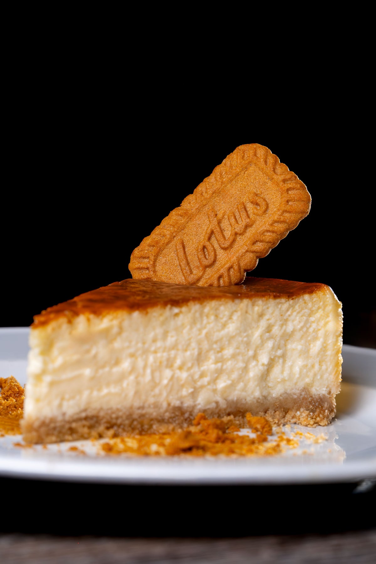 Porción de cheesecake de Lotus Biscoff